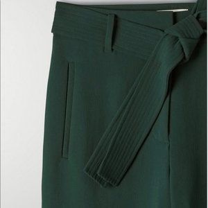ARITZIA Wilfred Front Tie Pants, Green, Size 10